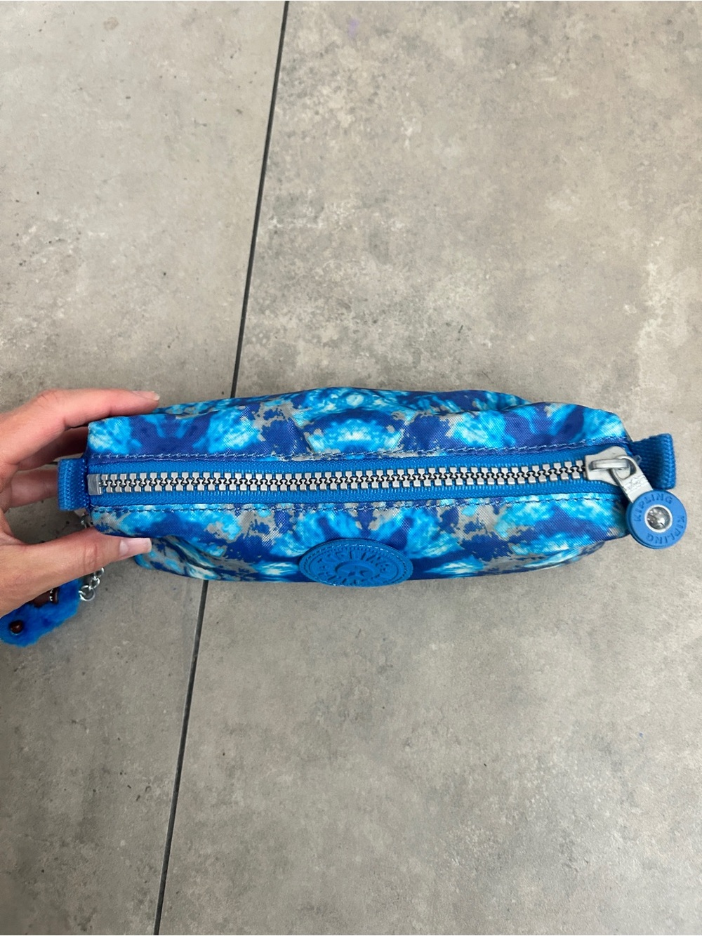 Kipling Freedom Pencil Case Cosmetic Bag Blue Tie Dye - Picture 4 of 11